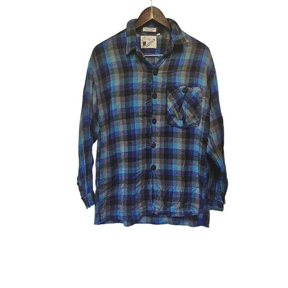 Vintage GOOUCH Plaid Button Down Front‎ Pocket Grunge MEDIUM - Picture 2 of 5